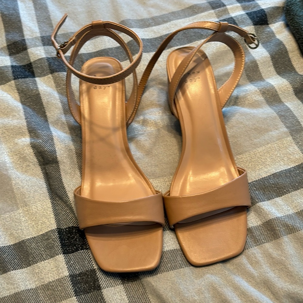 Beige /nude ankle strap sandals . Never worn outdoors . Size 9.5 .